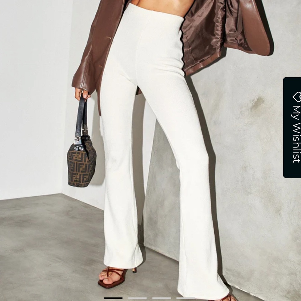 Motel Rocks Jiva Flare Trouser In Rib Cream